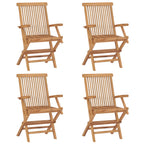 Gartenstühle mit Cremeweißen Kissen 4 Stk. Massivholz Teak