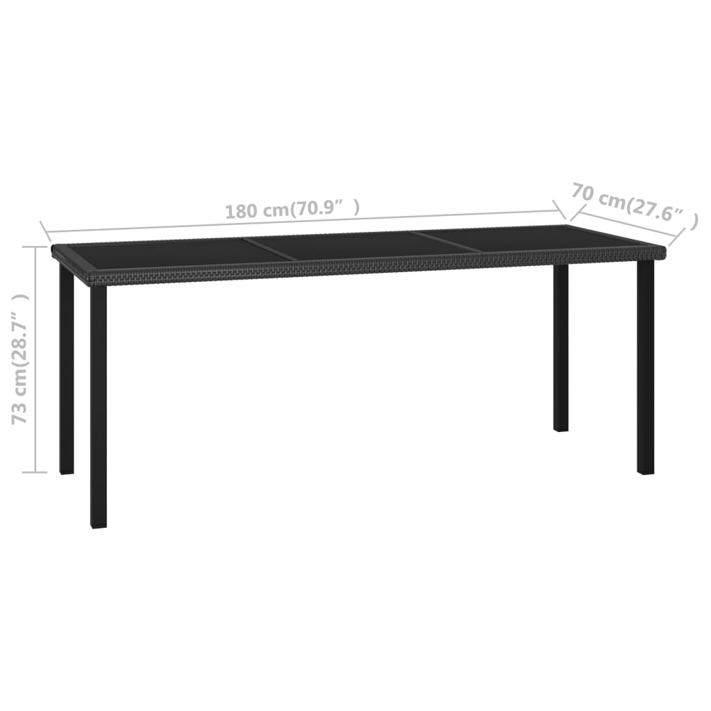 7-tlg. Garten-Essgruppe Poly Rattan Schwarz