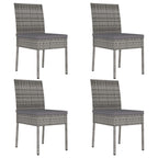5-tlg. Garten-Essgruppe Poly Rattan Grau
