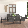 9-tlg. Garten-Essgruppe Poly Rattan Grau