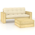 2-tlg. Garten-Lounge-Set mit Kissen Kiefernholz Imprägniert