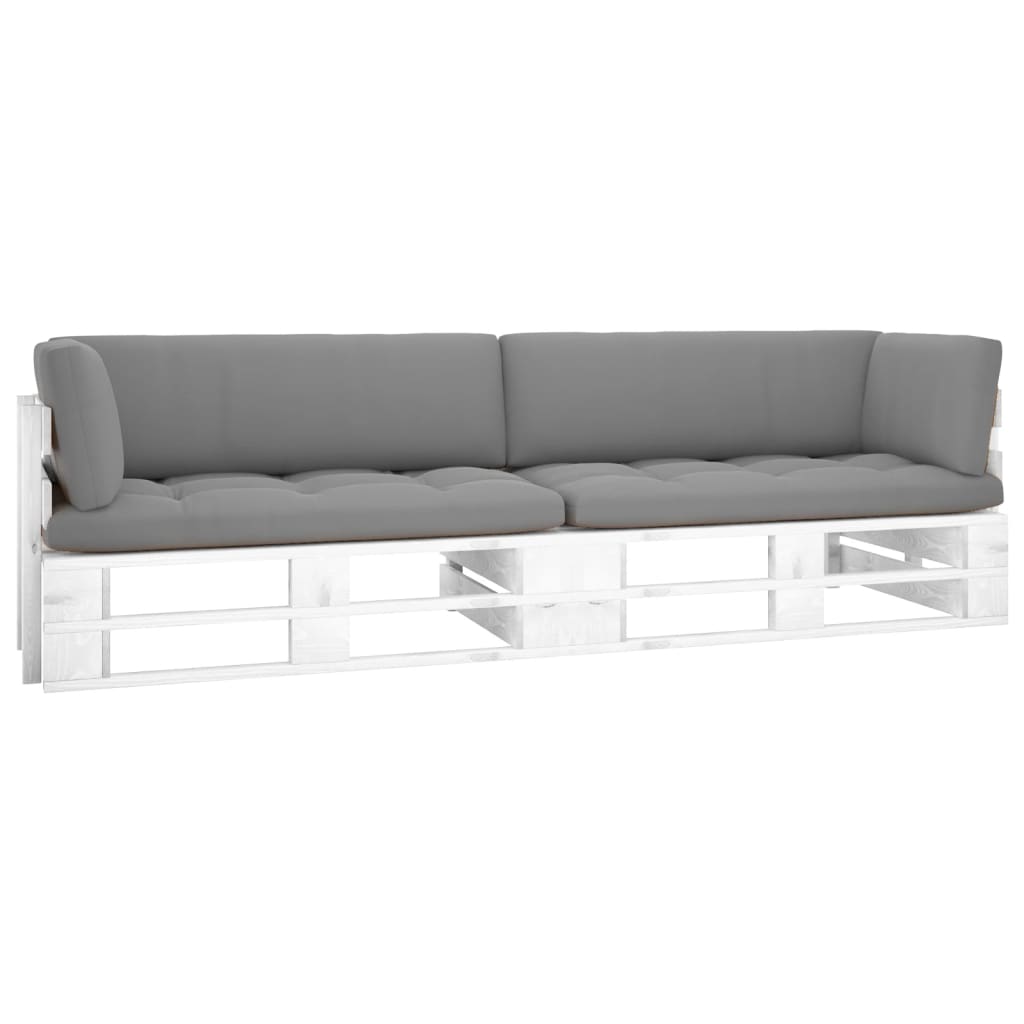 2-Sitzer-Palettensofa Weiß Imprägniertes Kiefernholz