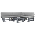 4-tlg. Paletten-Lounge-Set Grau Imprägniertes Kiefernholz