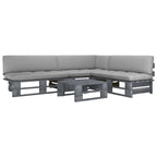 4-tlg. Paletten-Lounge-Set Grau Imprägniertes Kiefernholz