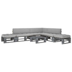 6-tlg. Paletten-Lounge-Set Grau Imprägniertes Kiefernholz