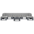 6-tlg. Paletten-Lounge-Set Grau Imprägniertes Kiefernholz