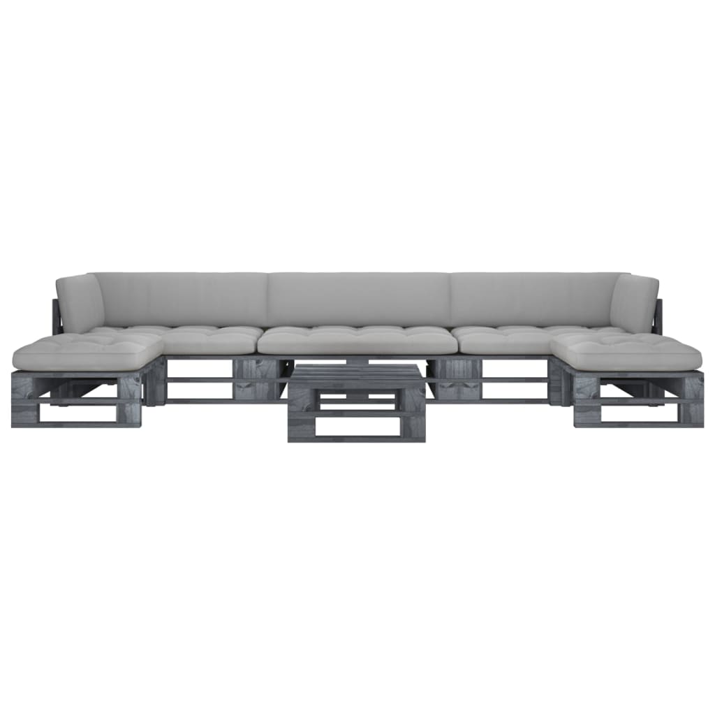 6-tlg. Paletten-Lounge-Set Grau Imprägniertes Kiefernholz