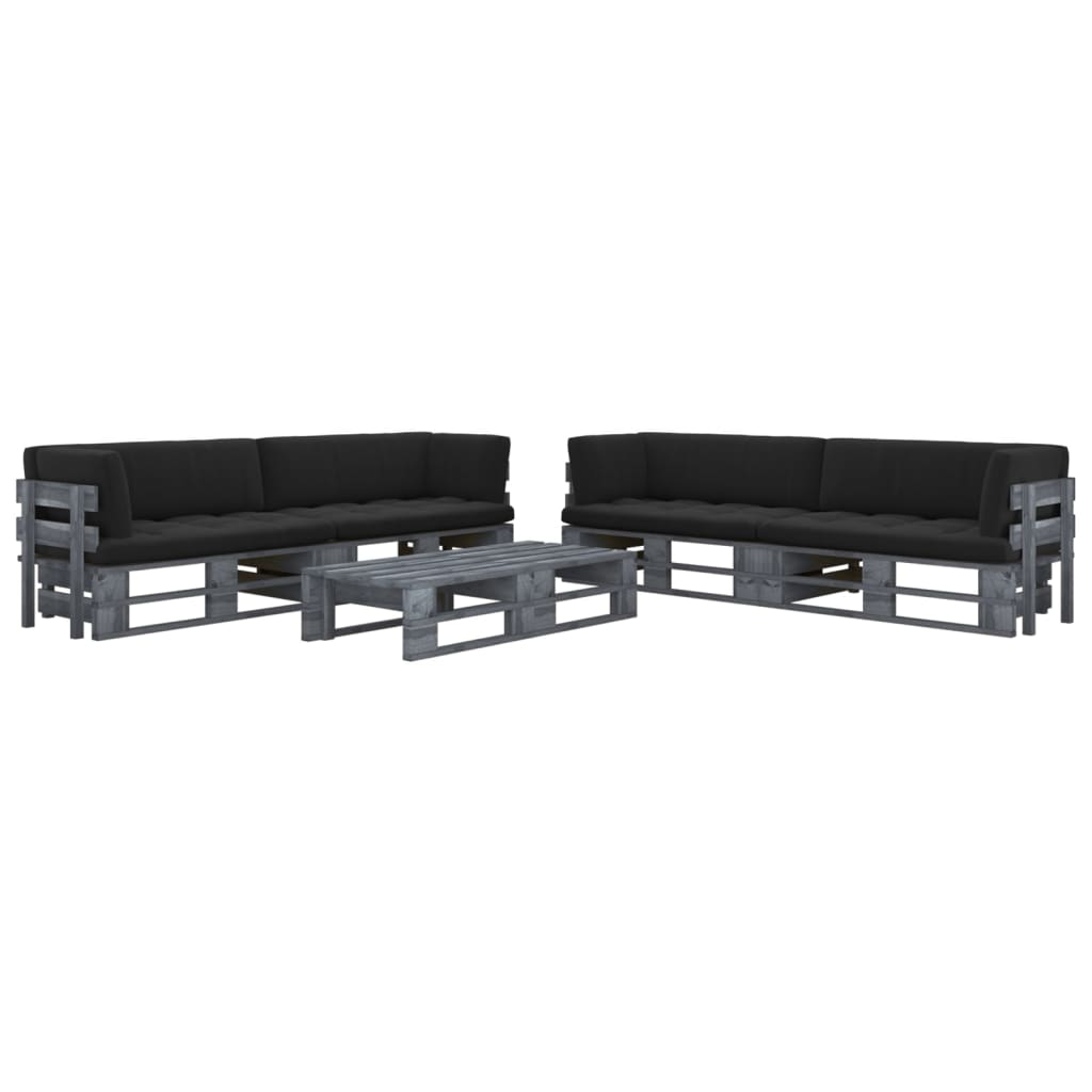 6-tlg. Paletten-Lounge-Set Grau Imprägniertes Kiefernholz
