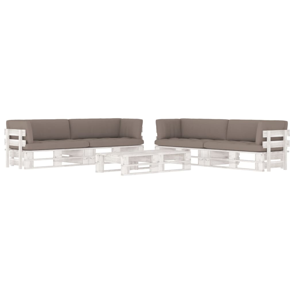 6-tlg. Paletten-Lounge-Set Weiß Imprägniertes Kiefernholz