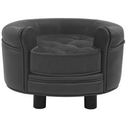 vidaXL Hundesofa Dunkelgrau 48x48x32 cm Plüsch und Kunstleder