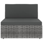 5-tlg. Garten-Lounge-Set mit Kissen Grau Poly Rattan