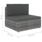 5-tlg. Garten-Lounge-Set mit Kissen Grau Poly Rattan