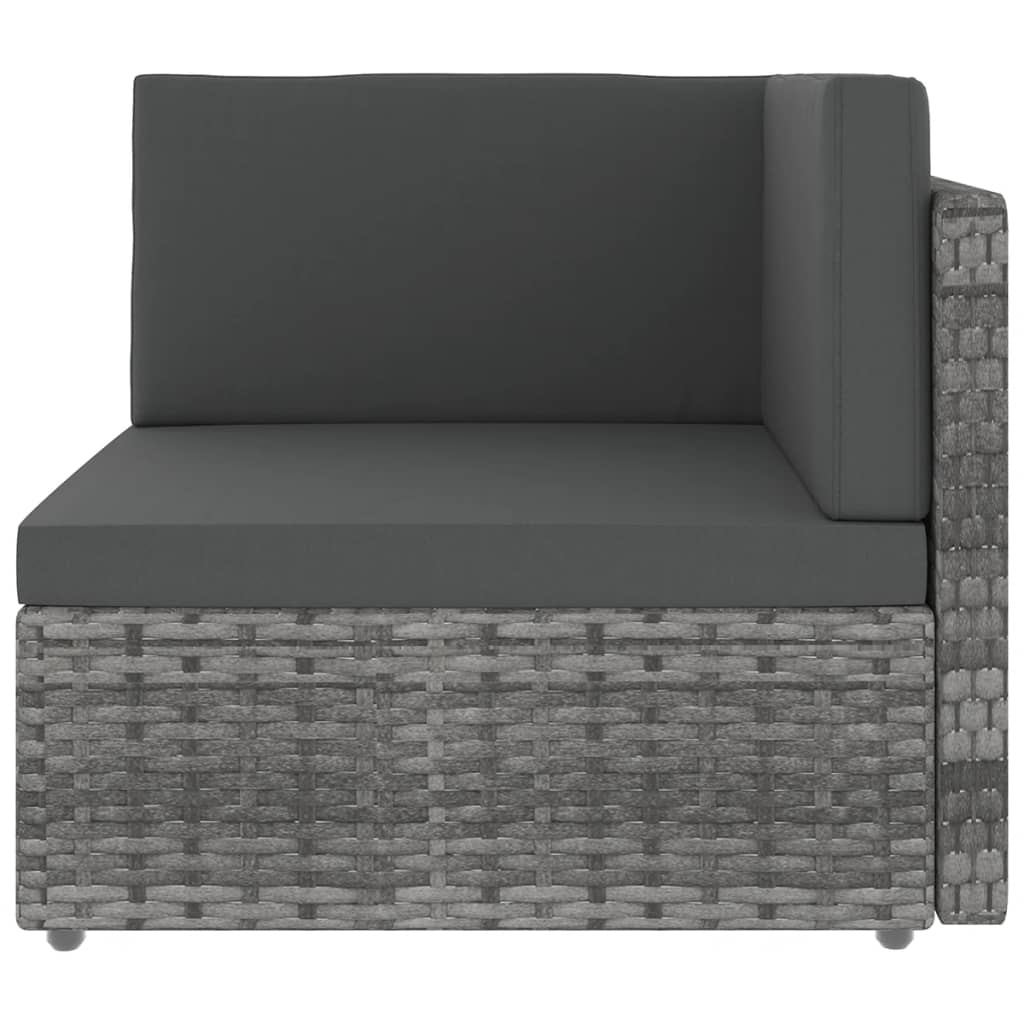 6-tlg. Garten-Lounge-Set mit Kissen Grau Poly Rattan