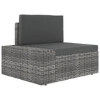 8-tlg. Garten-Lounge-Set mit Kissen Grau Poly Rattan