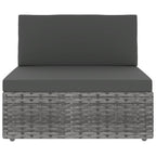 7-tlg. Garten-Lounge-Set mit Kissen Grau Poly Rattan