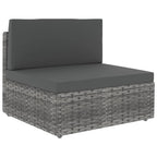 5-tlg. Garten-Lounge-Set mit Kissen Grau Poly Rattan
