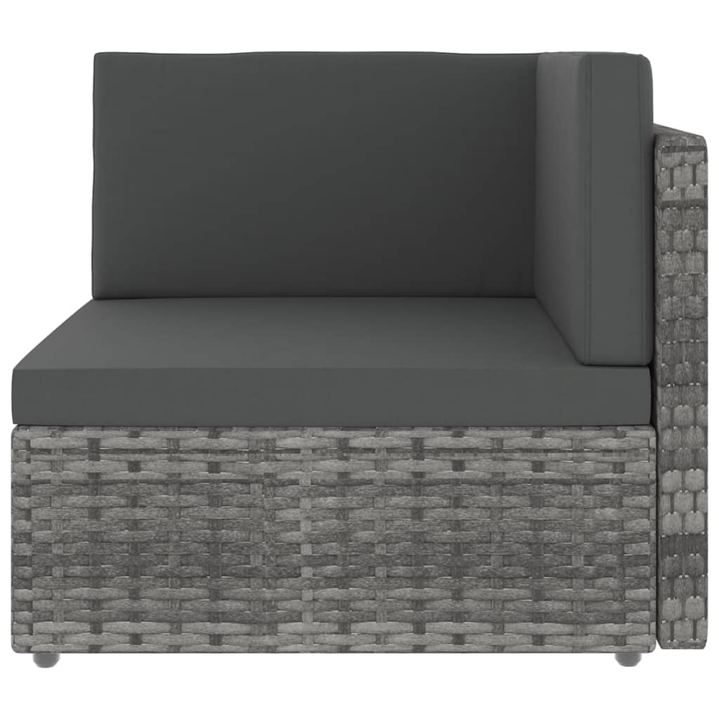 8-tlg. Garten-Lounge-Set mit Kissen Grau Poly Rattan