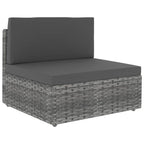 11-tlg. Garten-Lounge-Set mit Kissen Grau Poly Rattan
