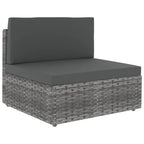 8-tlg. Garten-Lounge-Set mit Kissen Grau Poly Rattan