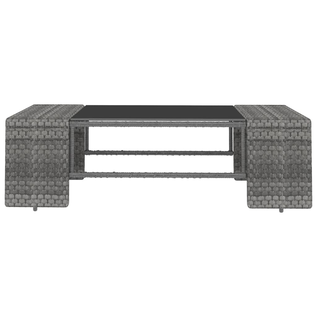 11-tlg. Garten-Lounge-Set mit Kissen Grau Poly Rattan