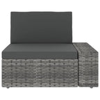 11-tlg. Garten-Lounge-Set mit Kissen Grau Poly Rattan