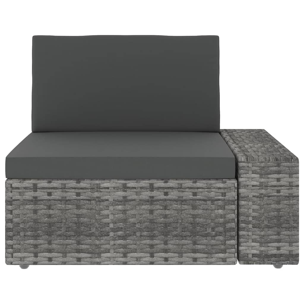 11-tlg. Garten-Lounge-Set mit Kissen Grau Poly Rattan