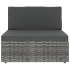 14-tlg. Garten-Lounge-Set mit Kissen Grau Poly Rattan