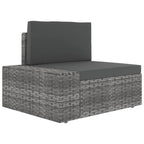 14-tlg. Garten-Lounge-Set mit Kissen Grau Poly Rattan