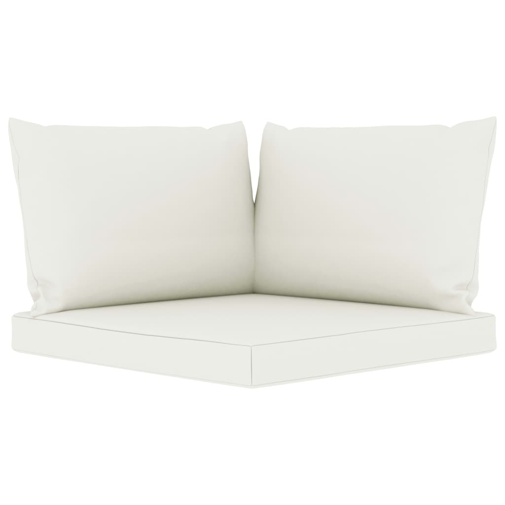 Garten-Palettensofa 2-Sitzer mit Kissen in Creme Kiefernholz