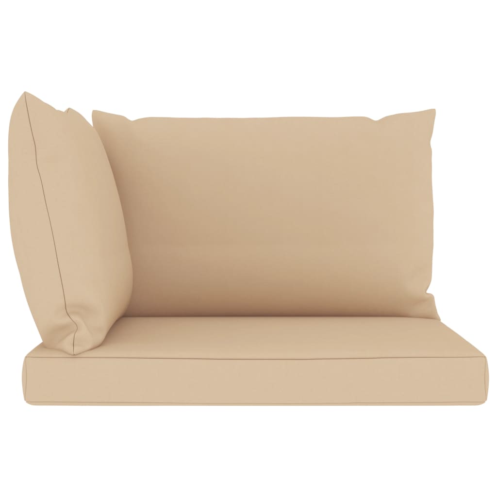 Garten-Palettensofa 2-Sitzer mit Kissen in Beige Kiefernholz