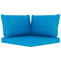 Garten-Palettensofa 2-Sitzer mit Kissen in Hellblau Kiefernholz