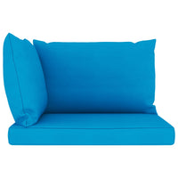 Garten-Palettensofa 2-Sitzer mit Kissen in Hellblau Kiefernholz