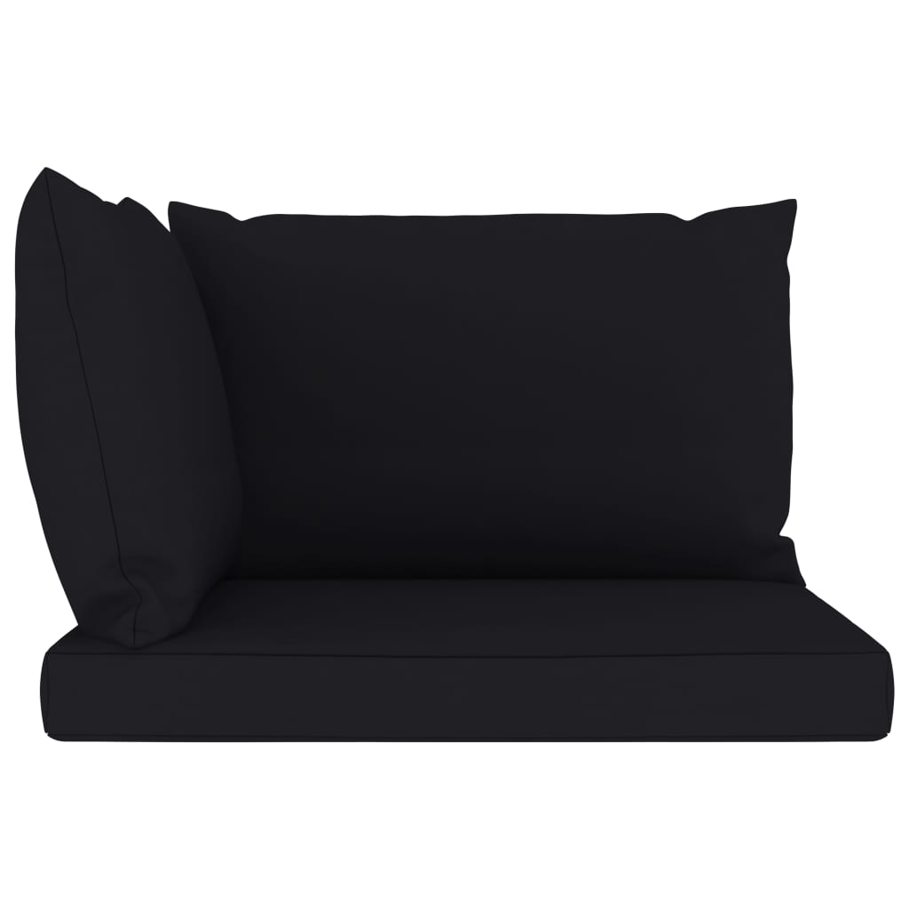 Garten-Palettensofa 2-Sitzer mit Kissen in Schwarz Kiefernholz