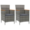 Garten-Essstühle 2 Stk. Poly Rattan Grau