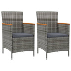 Garten-Essstühle 2 Stk. Poly Rattan Grau