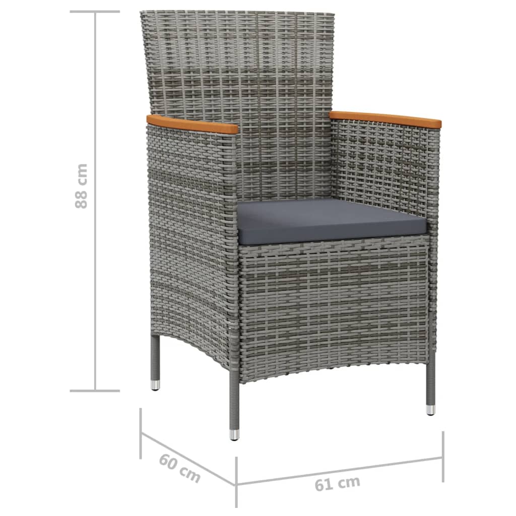 Garten-Essstühle 2 Stk. Poly Rattan Grau