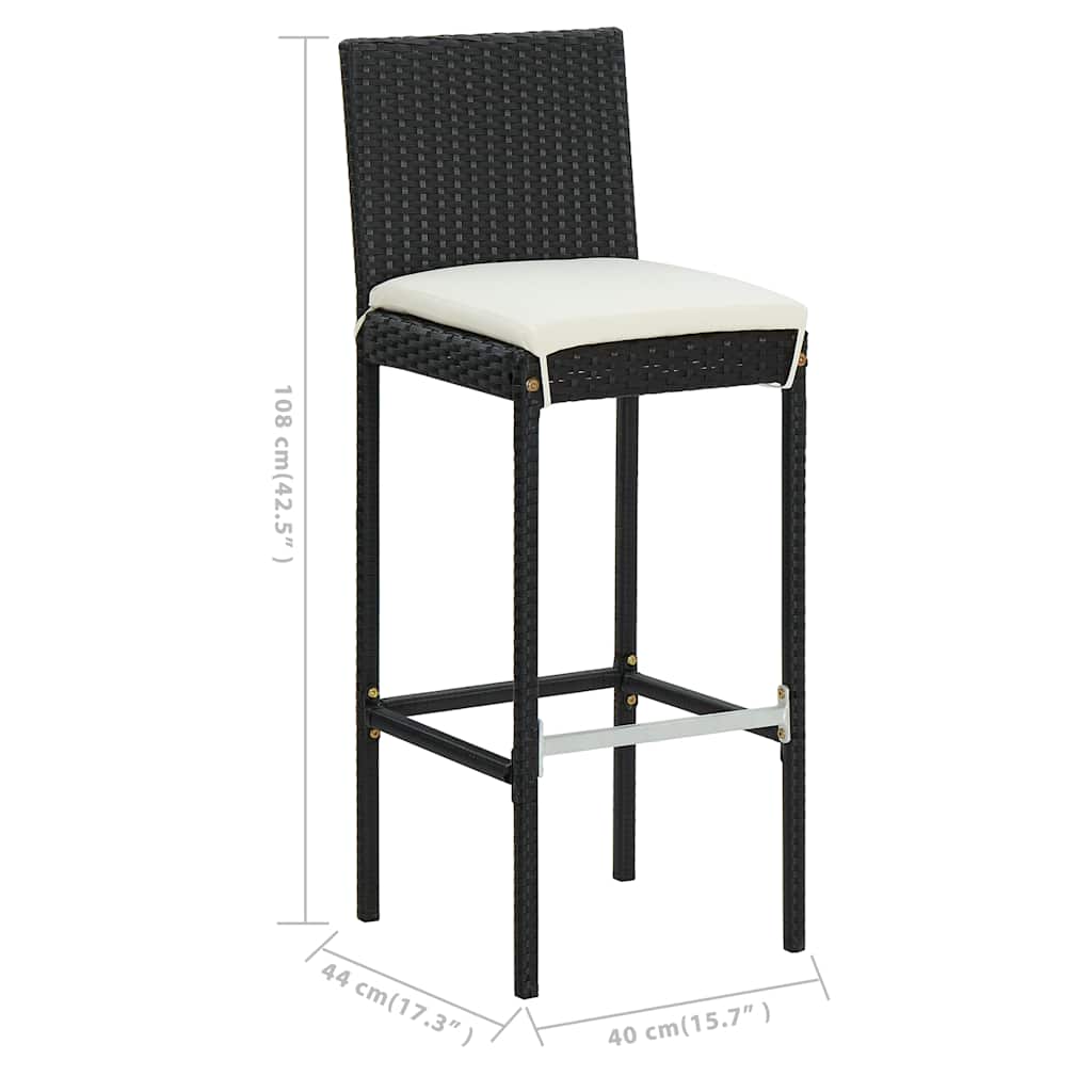 5-tlg. Gartenbar-Set mit Kissen Schwarz