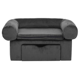 vidaXL Hundesofa mit Schublade Dunkelgrau 75x50x38 cm Plüsch