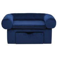 Hundesofa mit Schublade Blau 75x50x38 cm Plüsch