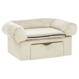 vidaXL Hundesofa mit Schublade Creme 75x50x38 cm Plüsch