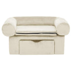 Hundesofa mit Schublade Creme 75x50x38 cm Plüsch