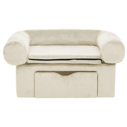 vidaXL Hundesofa mit Schublade Creme 75x50x38 cm Plüsch
