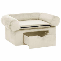 vidaXL Hundesofa mit Schublade Creme 75x50x38 cm Plüsch