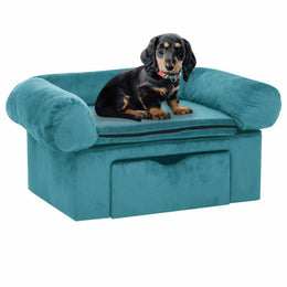 vidaXL Hundesofa mit Speicher Türkis 75 x 50 x 38cm Plüsch