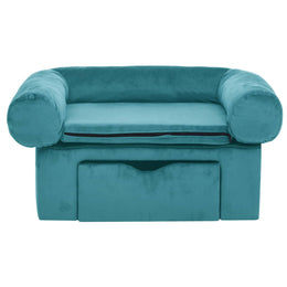 vidaXL Hundesofa mit Speicher Türkis 75 x 50 x 38cm Plüsch