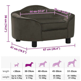 vidaXL Hundesofa Dunkelgrau 67x47x36 cm Plüsch