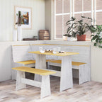 Eckbank REINE 151 cm Honigbraun und Weiß Massivholz Kiefer