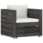 2-tlg. Garten-Lounge-Set mit Kissen Grau Imprägniertes Holz