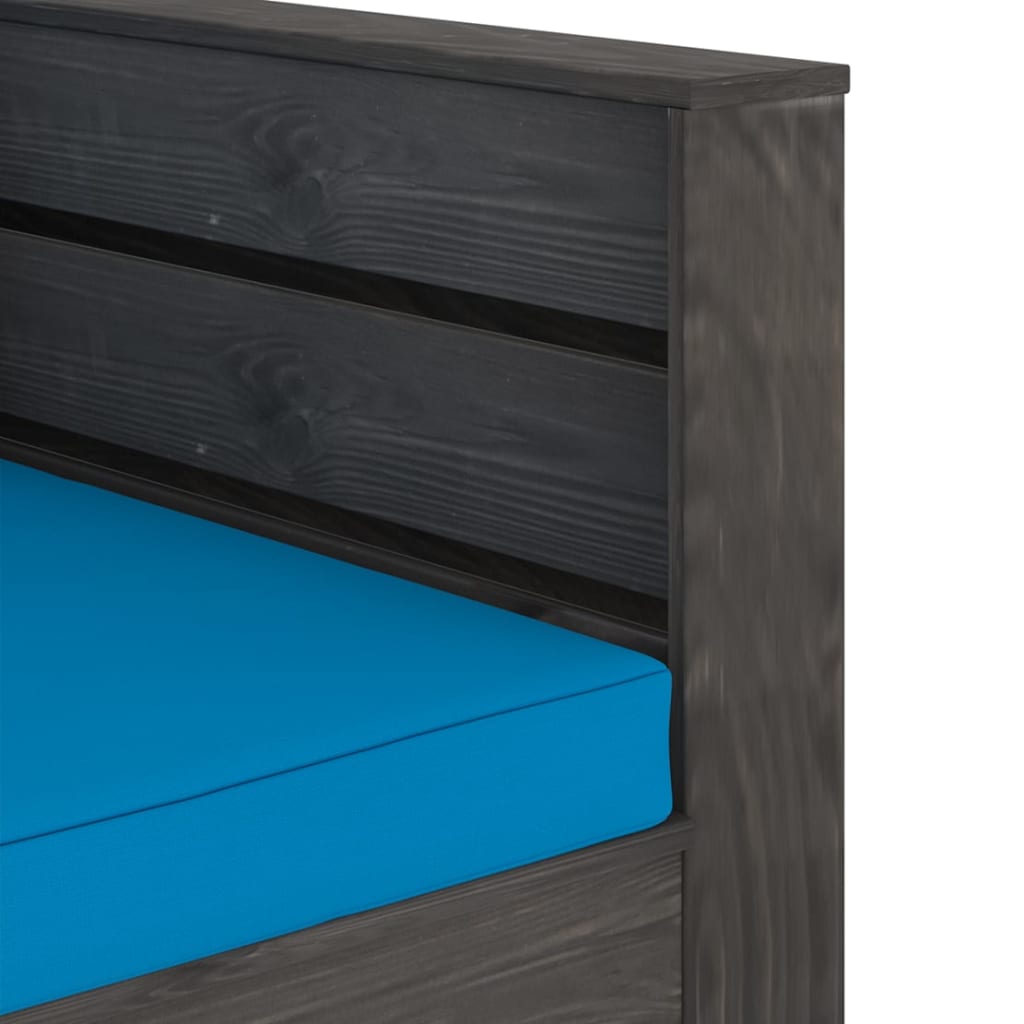 2-tlg. Garten-Lounge-Set mit Kissen Grau Imprägniertes Holz