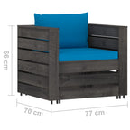 2-tlg. Garten-Lounge-Set mit Kissen Grau Imprägniertes Holz